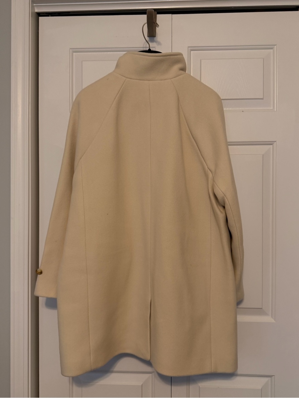J Crew Women's Cream Stand Collar Stadium Cloth Wool Coat - Picture 2 of 4